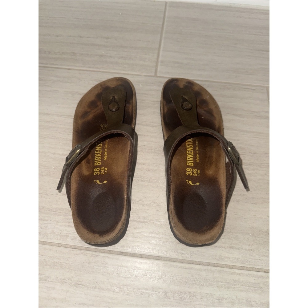Birkenstock Gizeh Brown Leather Thong Sandals Women's Size 38 EU